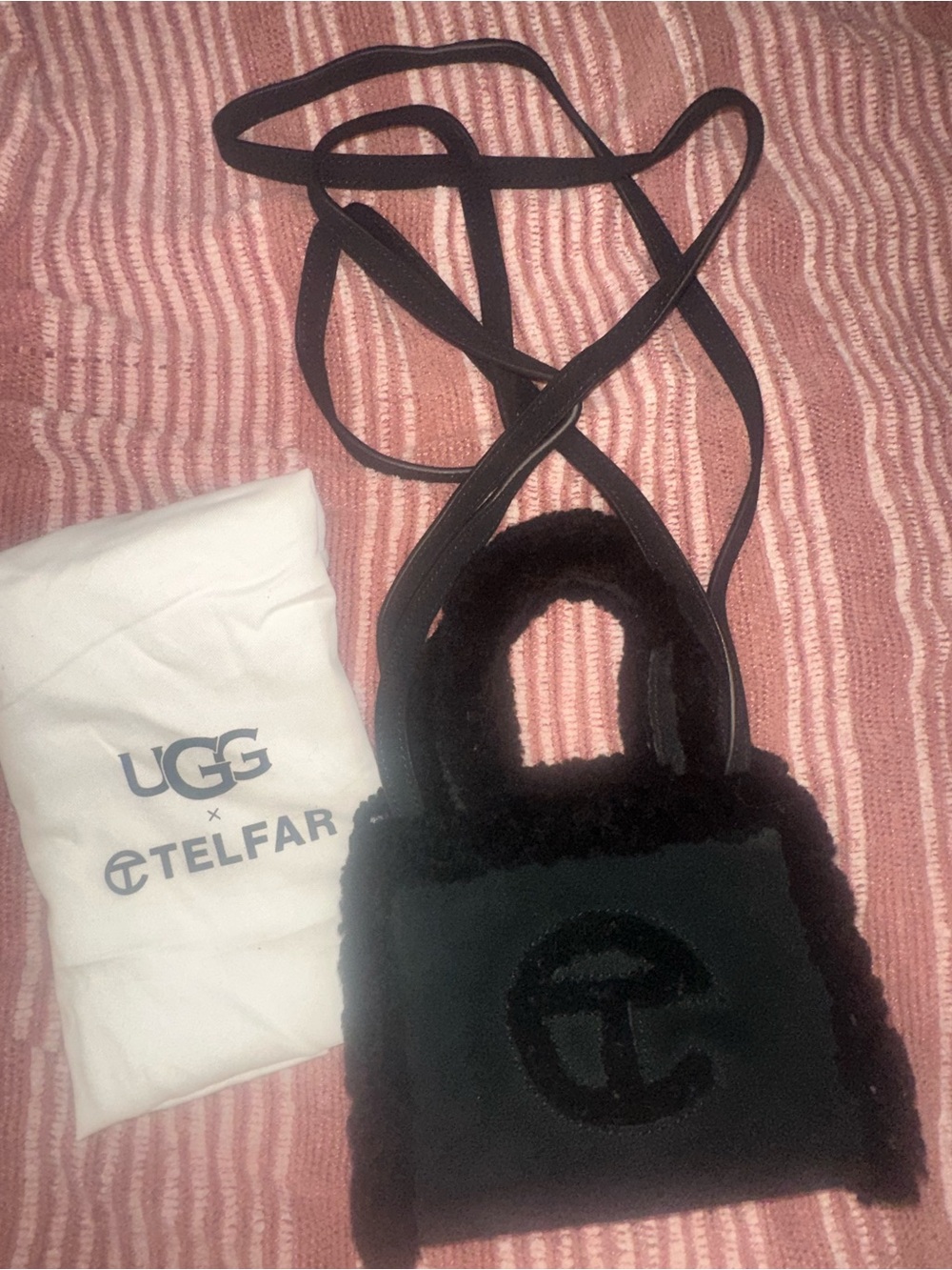 Telfar x UGG collab Black Shearling Mini Crossbody Bag